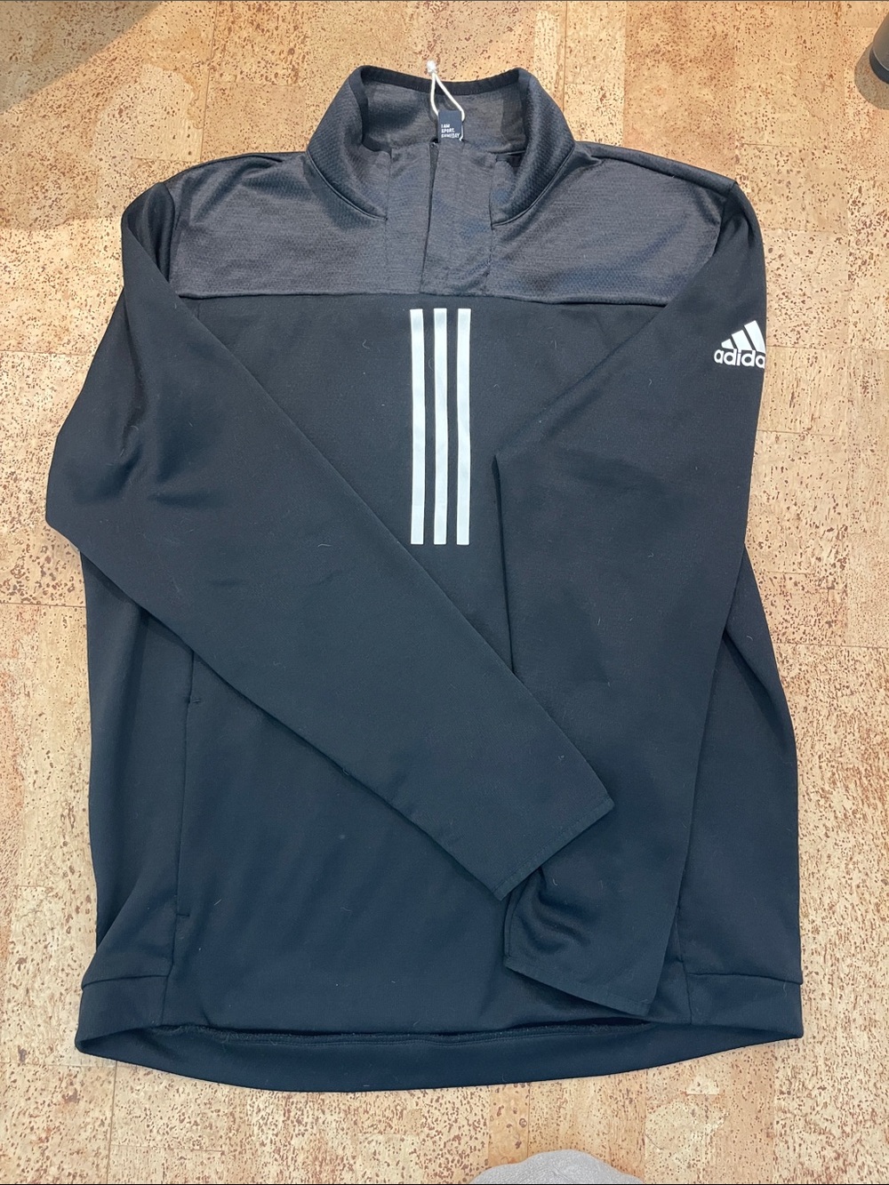 adidas Black Zip-Up Sweater with White Stripes